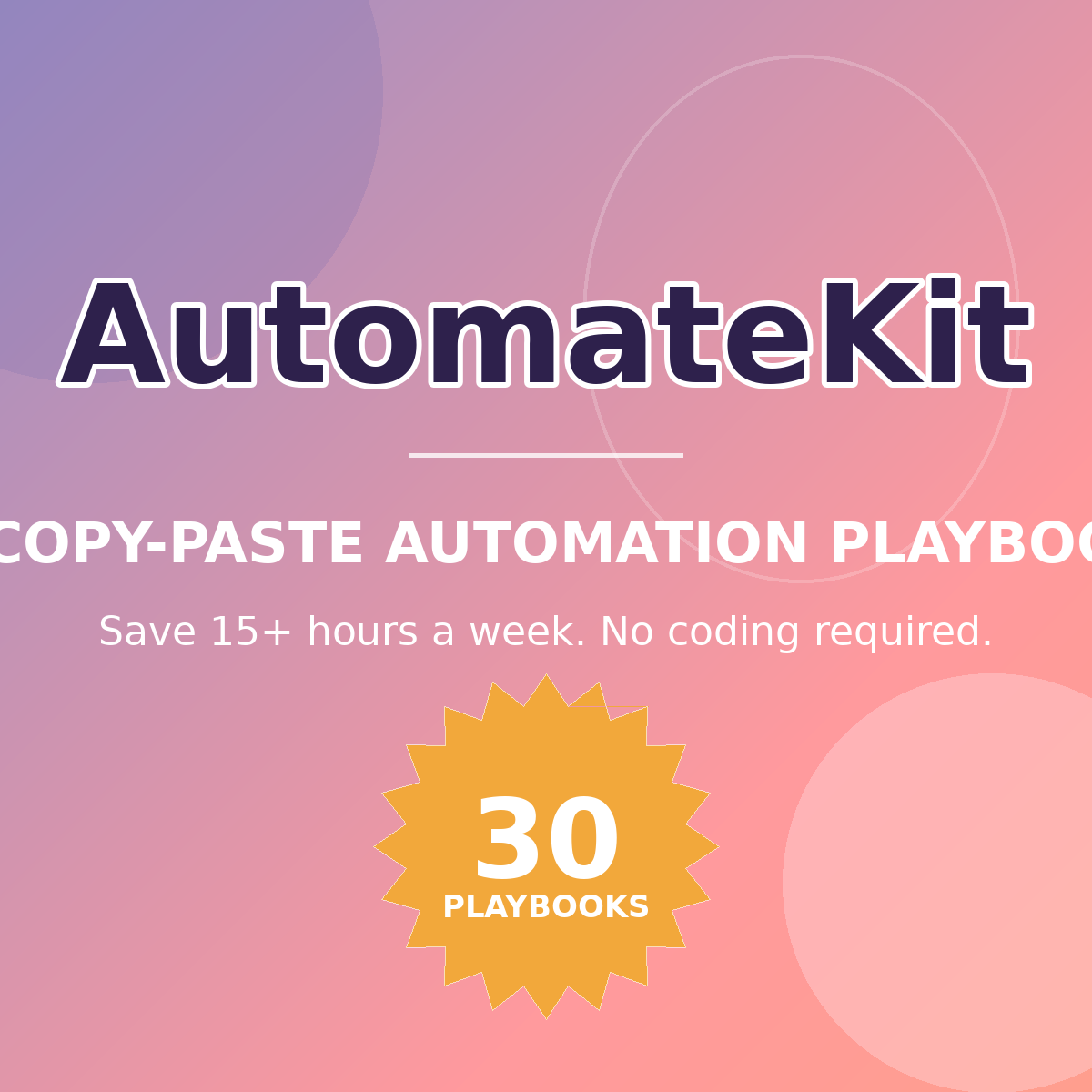 AutomateKit cover — 30 copy-paste automation playbooks